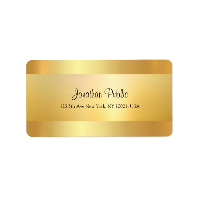 Faux Gold Modern Cool Script Template Top Address Label (Front)