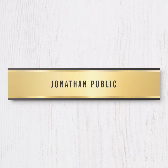 Faux Gold Modern Design Glamourous Template Long Door Sign (Front)