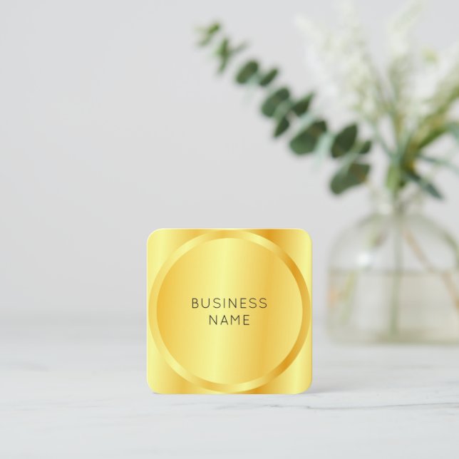 Faux Gold Modern Elegant Glam Corporate Company Square Business Card (Standing Front)