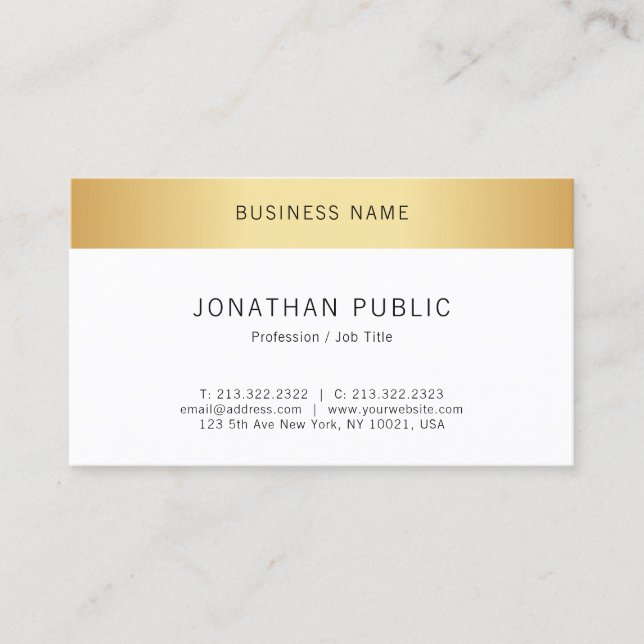Faux Gold Modern Elegant Minimalistic Template Business Card (Front)