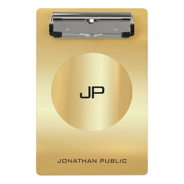 Faux Gold Modern Elegant Monogrammed Template Mini Clipboard (Front)