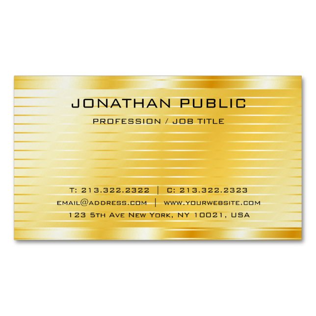 Faux Gold Modern Elegant Professional Template Magnetic Business Card (Front)