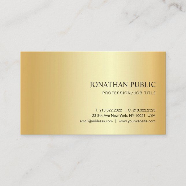 Faux Gold Modern Elegant Trendy Template Business Card (Front)