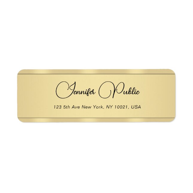 Faux Gold Modern Elegant Typography Return Address (Front)