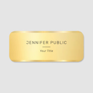 Faux Gold Modern Glamour Template Trendy Employee Name Tag