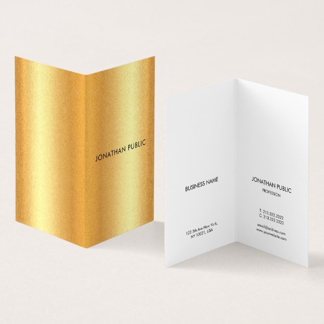 Faux Gold Modern Minimalist Elegant Professional Business Card (Inside and Outside)