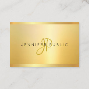 Faux Gold Modern Minimalist Monogram Professional Business Card