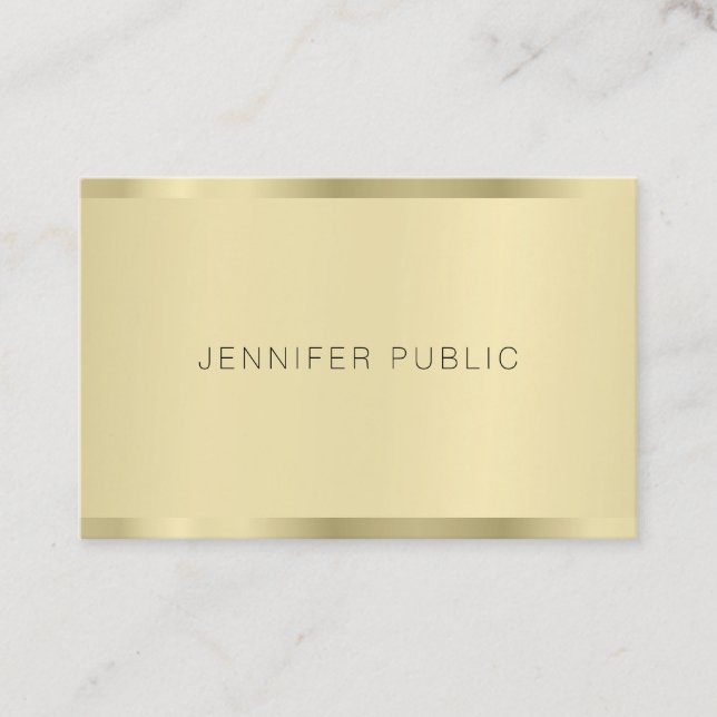 Faux Gold Modern Minimalist Template Elegant Sleek Business Card (Front)