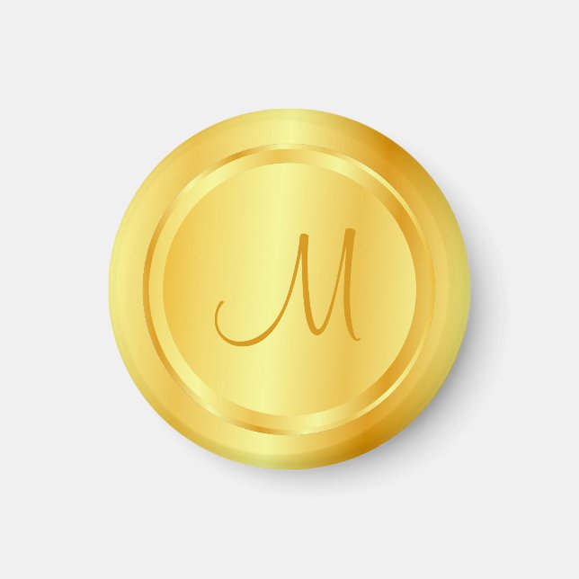 Faux Gold Modern Monogram Elegant Template Magnet (Front)