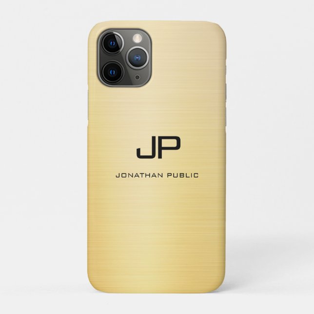 Faux Gold Modern Monogram Name Template Glamour Case-Mate iPhone Case (Back)