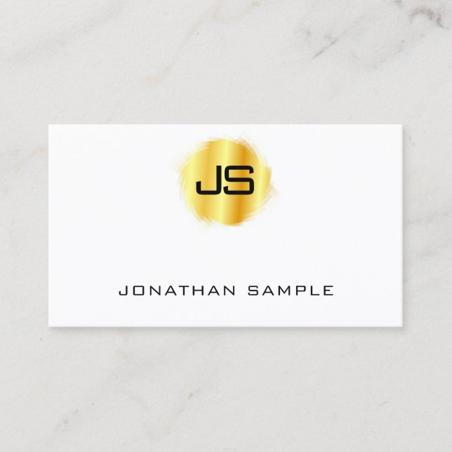 Faux Gold Modern Monogram Professional Elegant Business Card (Front)
