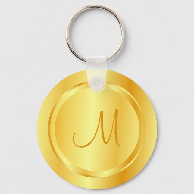 Faux Gold Modern Monogram Template Elegant Key Ring (Front)
