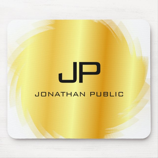 Faux Gold Modern Monogrammed Elegant Template Mouse Mat (Front)