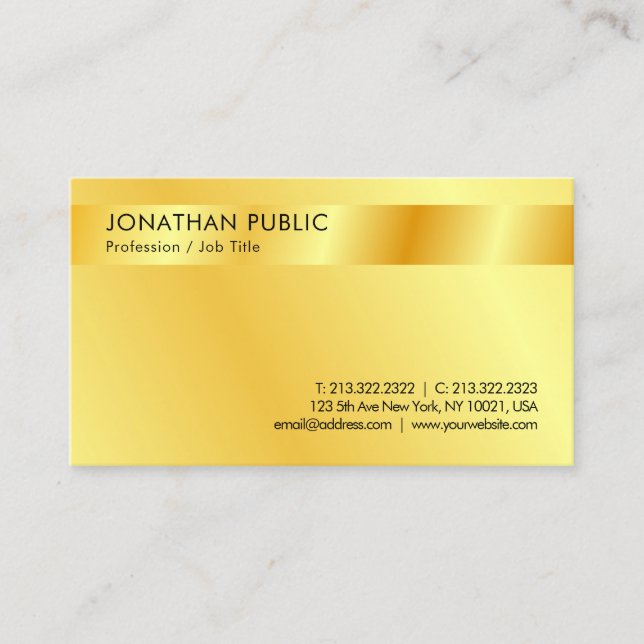 Faux Gold Modern Template Professional Business Card (Front)