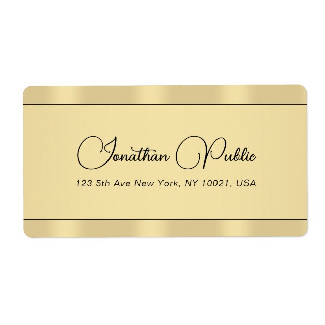 Faux Gold Modern Typography Shipping Address (Front)