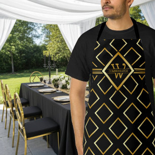 Faux Gold Monogram  - Black and Gold Apron
