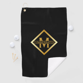 Faux Gold Monogram – Black & Gold Golf Towel