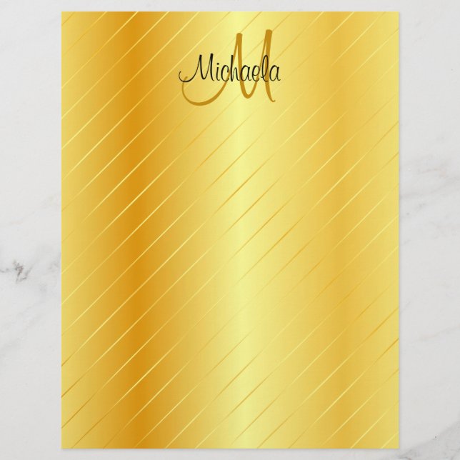 Faux Gold Monogram Elegant Modern Template Custom Letterhead (Front)