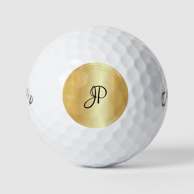 Faux Gold Monogram Elegant Name Template Golf Balls (Front)