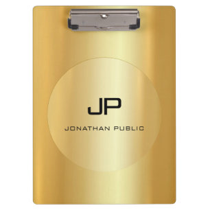 Faux Gold Monogram Elegant Personalised Classic Clipboard