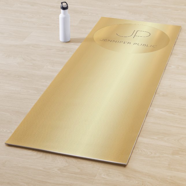 Faux Gold Monogram Fitness Personalised Template Yoga Mat (In Situ)