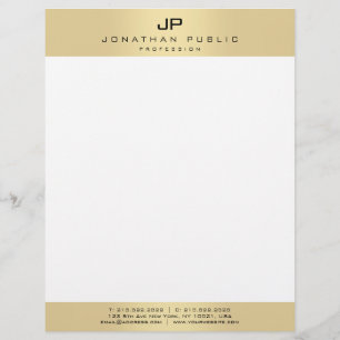 Faux Gold Monogram Modern Personalised Template Custom Letterhead