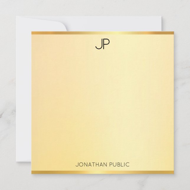 Faux Gold Monogram Modern Simple Elegant Template (Front)