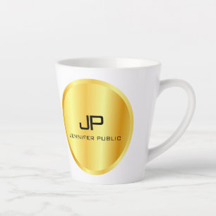 Faux Gold Monogram Personalised Trendy Template Latte Mug