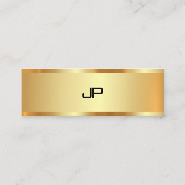 Faux Gold Monogram Professional Elegant Modern Mini Business Card (Front)