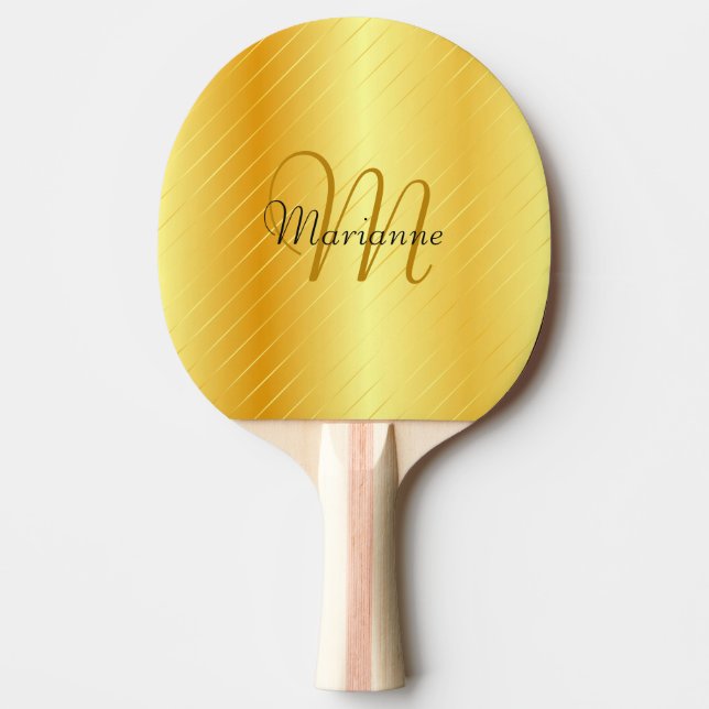 Faux Gold Monogrammed Elegant Modern Template Ping Pong Paddle (Front)