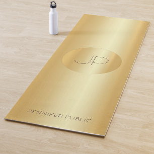 Faux Gold Monogrammed Trendy Fitness Template Yoga Mat