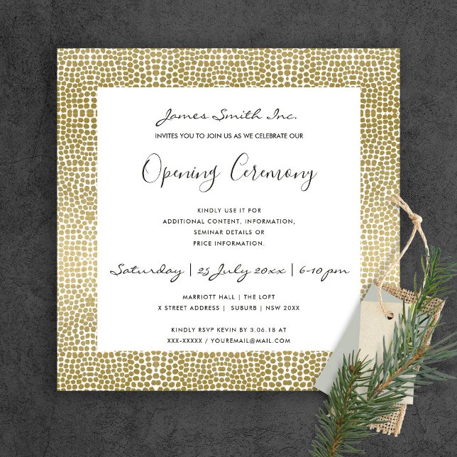 FAUX GOLD MOSAIC DOTS GRAND OPENING CEREMONY INVITATION (Creator Uploaded)
