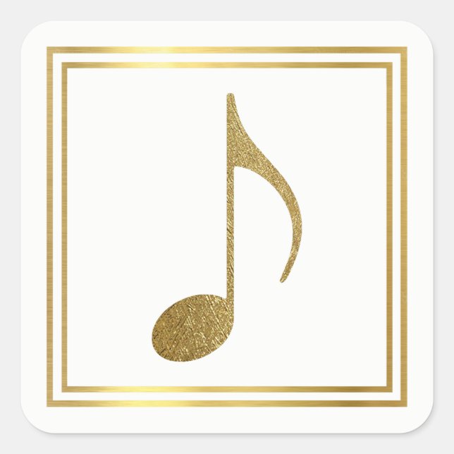 faux gold music note elegant  square sticker (Front)