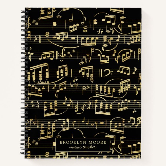 Faux Gold Music Note Personalised Journal (Front)