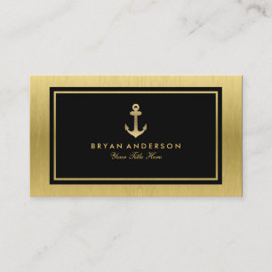 Faux Gold Nautical Anchor Business Card