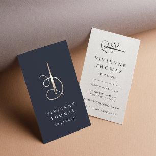 Faux Gold Needle & Thread   Seamstress or Tailor Business Card