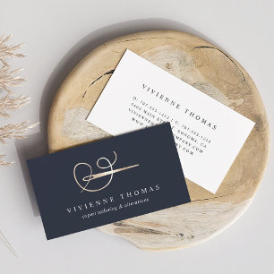 Faux Gold Needle & Thread   Seamstress or Tailor Business Card
