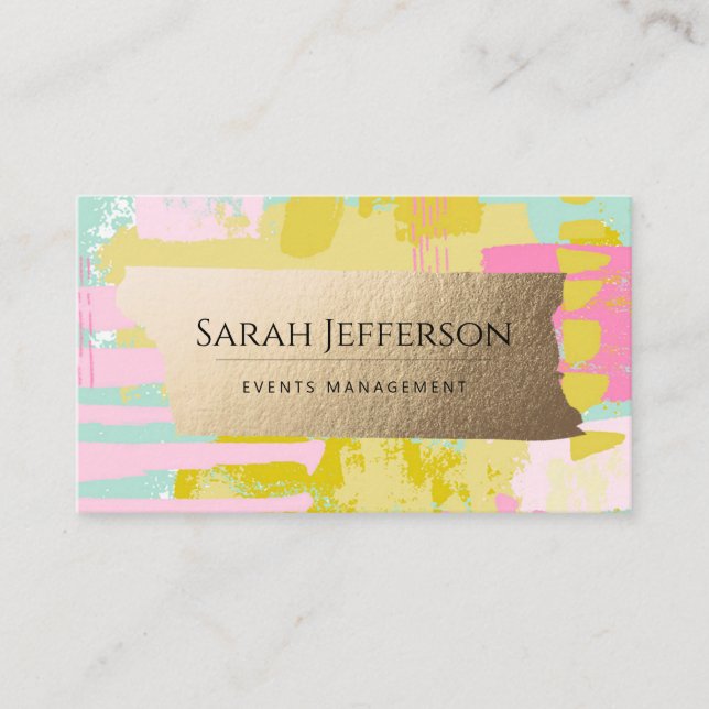 Faux Gold Neo Mint Fits All Sizes Abstract Modern Business Card (Front)