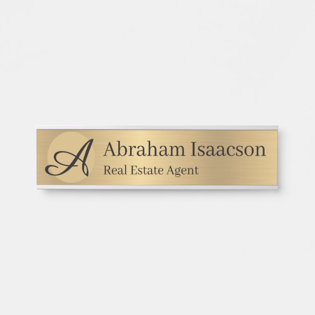Faux Gold Office Door Sign Name Plate Real Estate (Front)