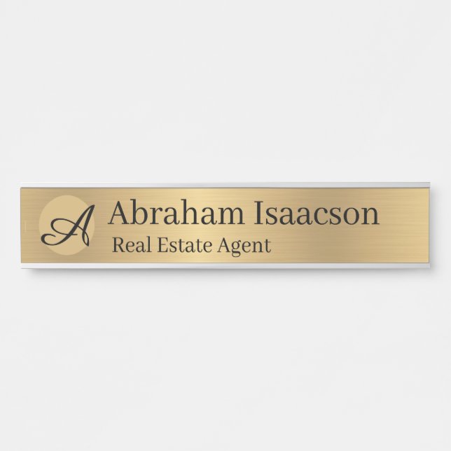 Faux Gold Office Door Sign Name Plate Real Estate (Front)