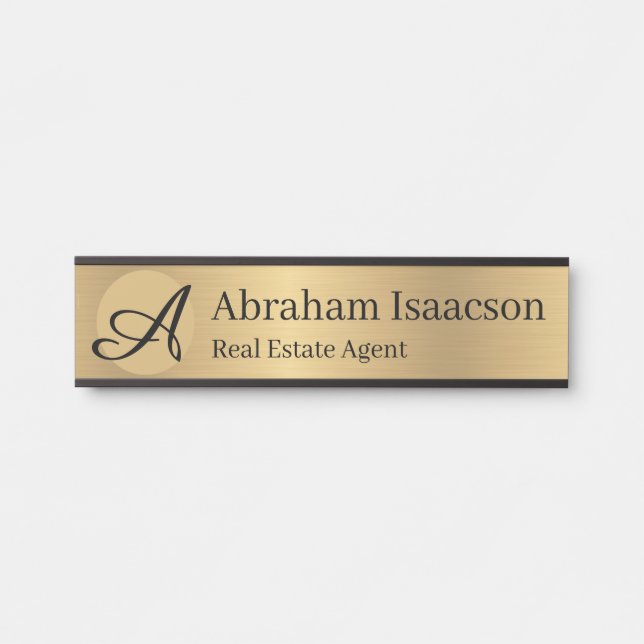 Faux Gold Office Door Sign Name Plate Real Estate (Front)