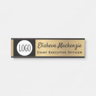 Faux Gold Office Door Sign Signs Black Logo