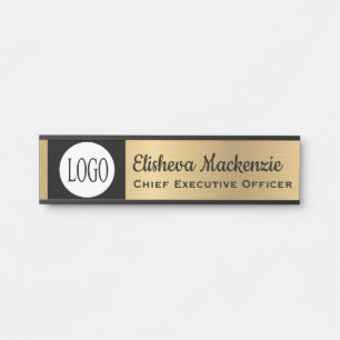 Faux Gold Office Door Sign Signs Black Logo