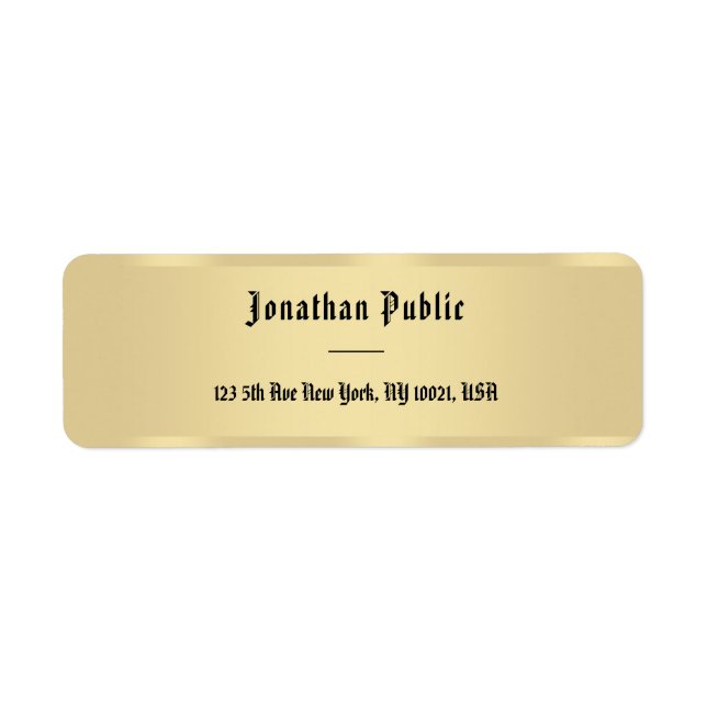 Faux Gold Old Style Text Script Template Elegant (Front)