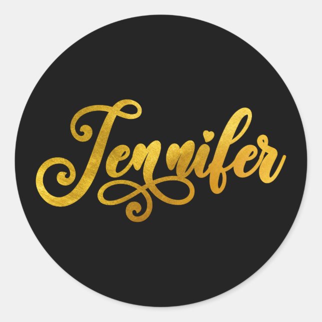 Faux Gold Ombre Foil Decorative Jennifer Classic Round Sticker (Front)