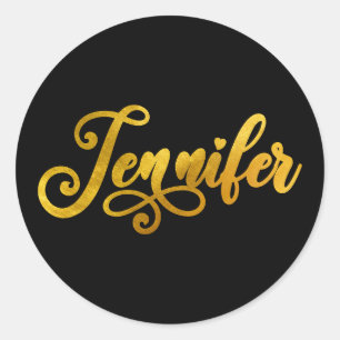 Faux Gold Ombre Foil Decorative Jennifer Classic Round Sticker