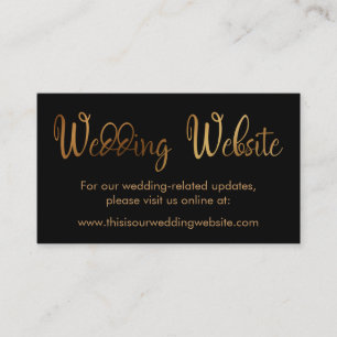 Faux Gold on Black Wedding Website Insert Card