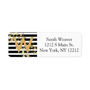 Faux Gold Paint Splatter on Black & White Stripes