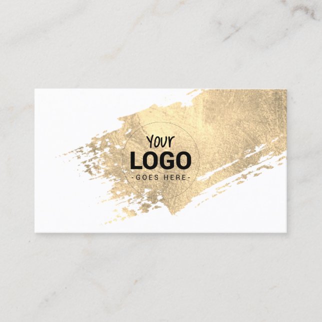 faux gold paint stroke logo business card (Front)