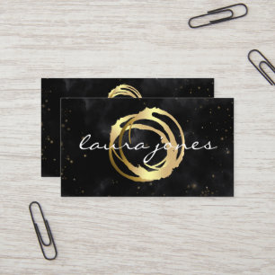 Faux Gold Painted Circle Designer Business Card